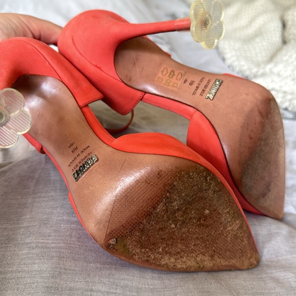 Schutz Floralite Fresh Salmon Nubuck Stiletto Heel Pumps - Picture 9 of 9